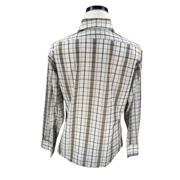 Vintage BVD XKE Disco Shirt Mens Large Multi Plaid Pointed Dagger Collar Button - Picture 5 of 10